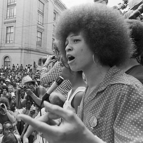 radical political activist angela davis speaks at a street rally in raleigh, north carolina, 4th july 1974